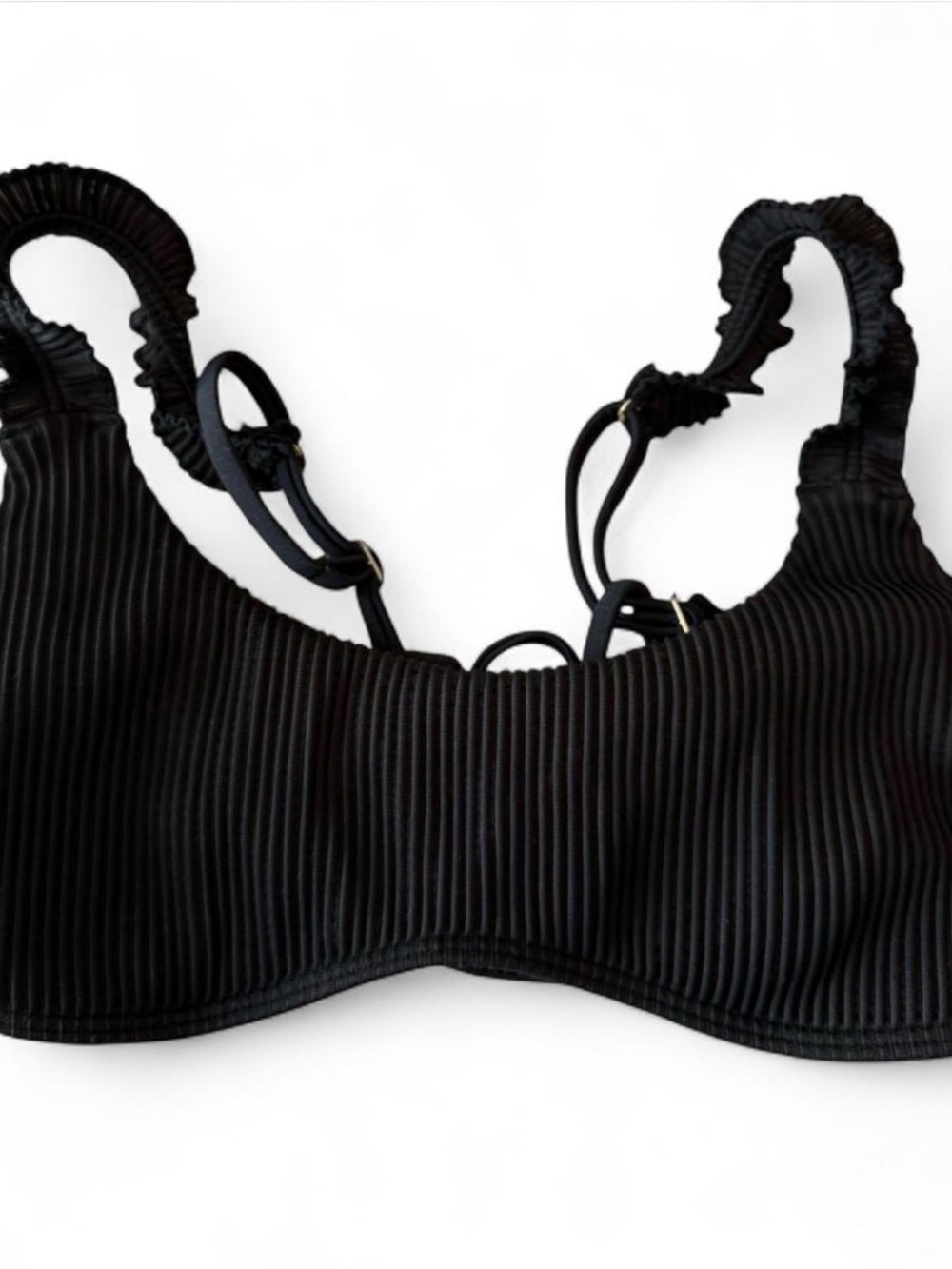 Hollister Black Ribbed Bikini Top